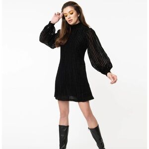 NWT Houndstooth velvet dress Smak Parlour